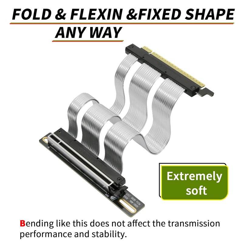 GIGA-MEGA PCIe 5.0 X16 Riser Cable GPU Extension Cable GEN5 Vertical Mount for Next RTX5090, GEN5 SSD Riser Card (18cm) - Image 3